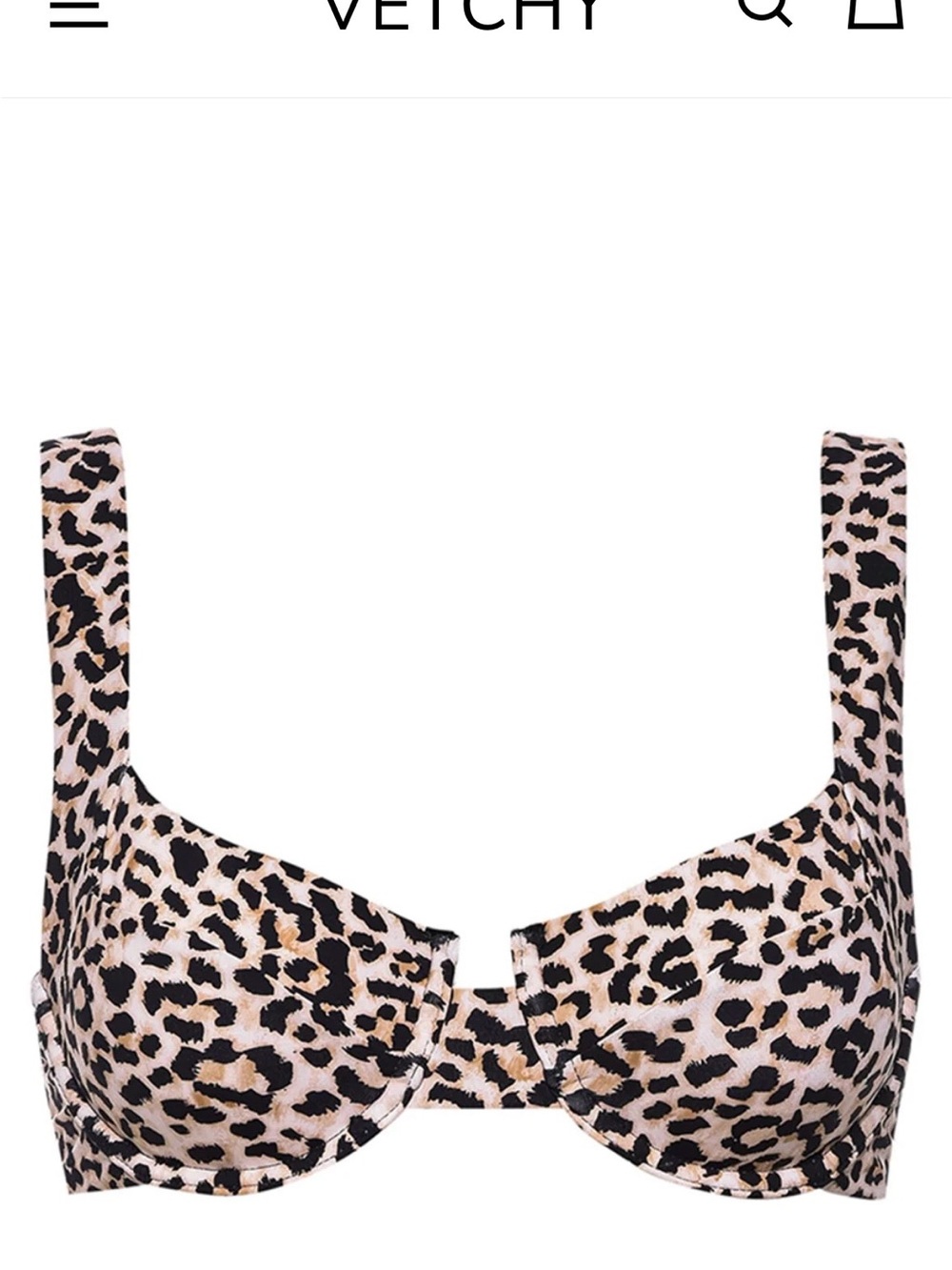 Leopard-Print Underwire Bikini Top in Beige/Black - Vetchy